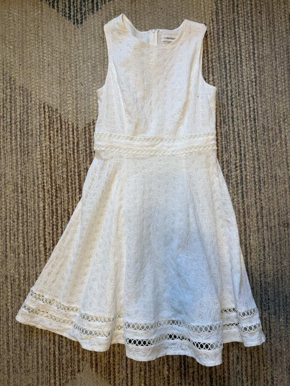 Calvin Klein White Eyelet Midi Dress